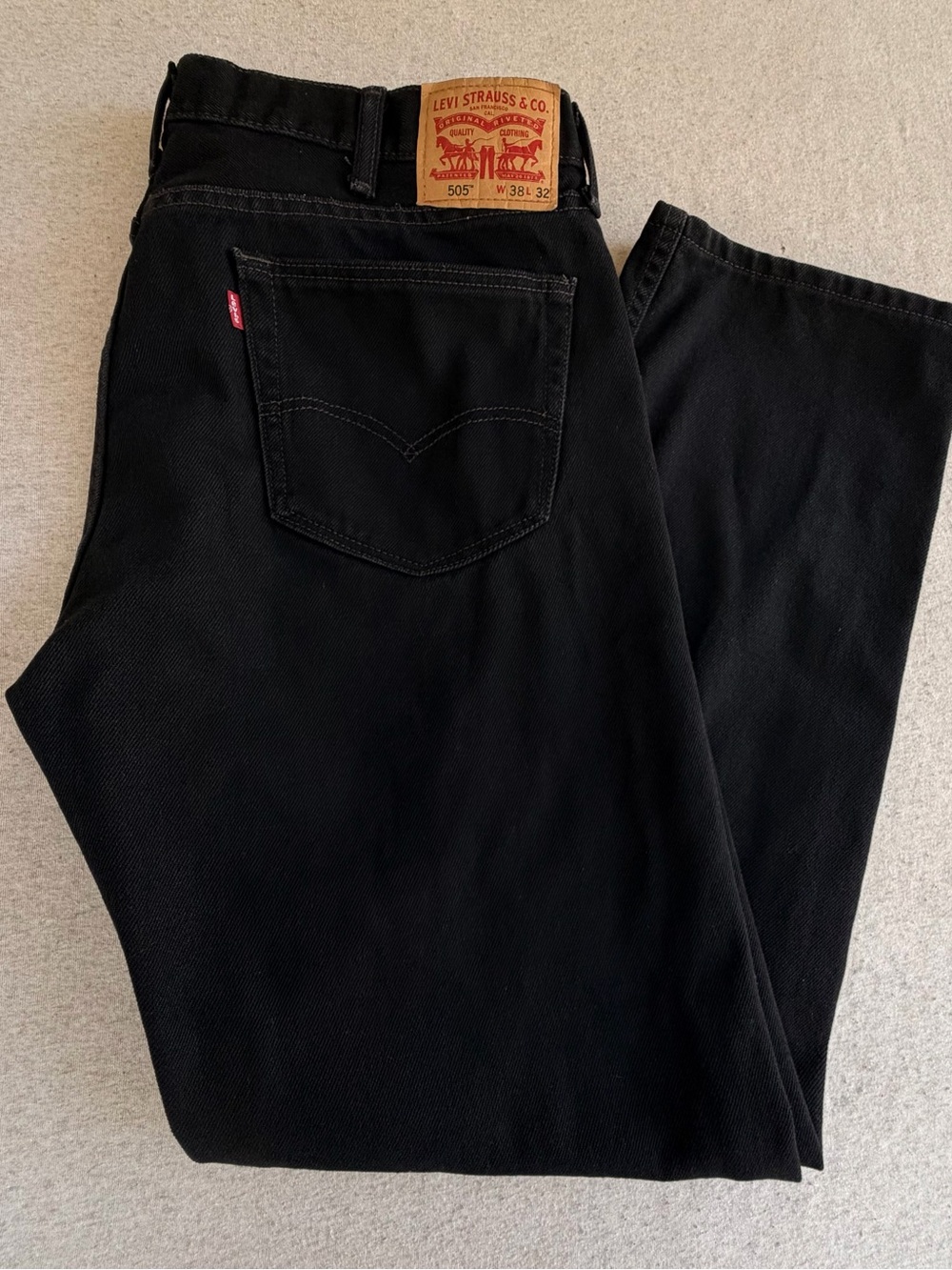 Levi's 505 Regular Straight Leg 100% Cotton Black Denim Jeans Men's 38 X 32